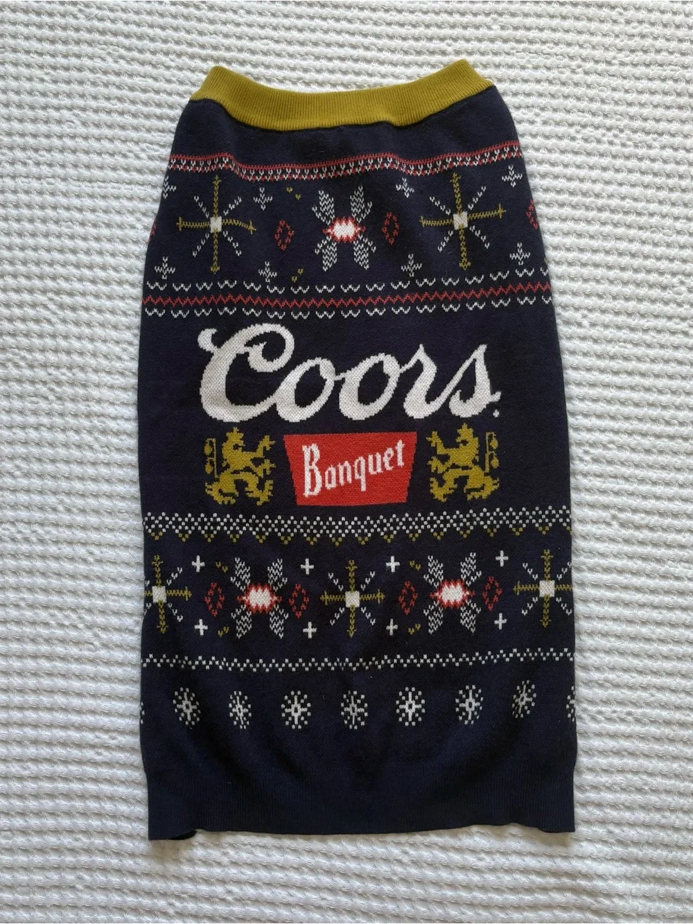 Coors Banquet Dog Christmas Holiday Sweater Beer Fair Isle Knit Est. Size L